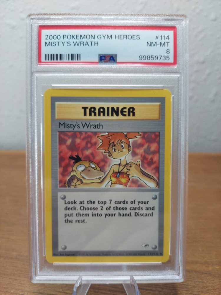 PSA 8 - Pokemon Card - Gym Heroes 114/132 - MISTY'S WRATH *1st Edition* - NM-MT