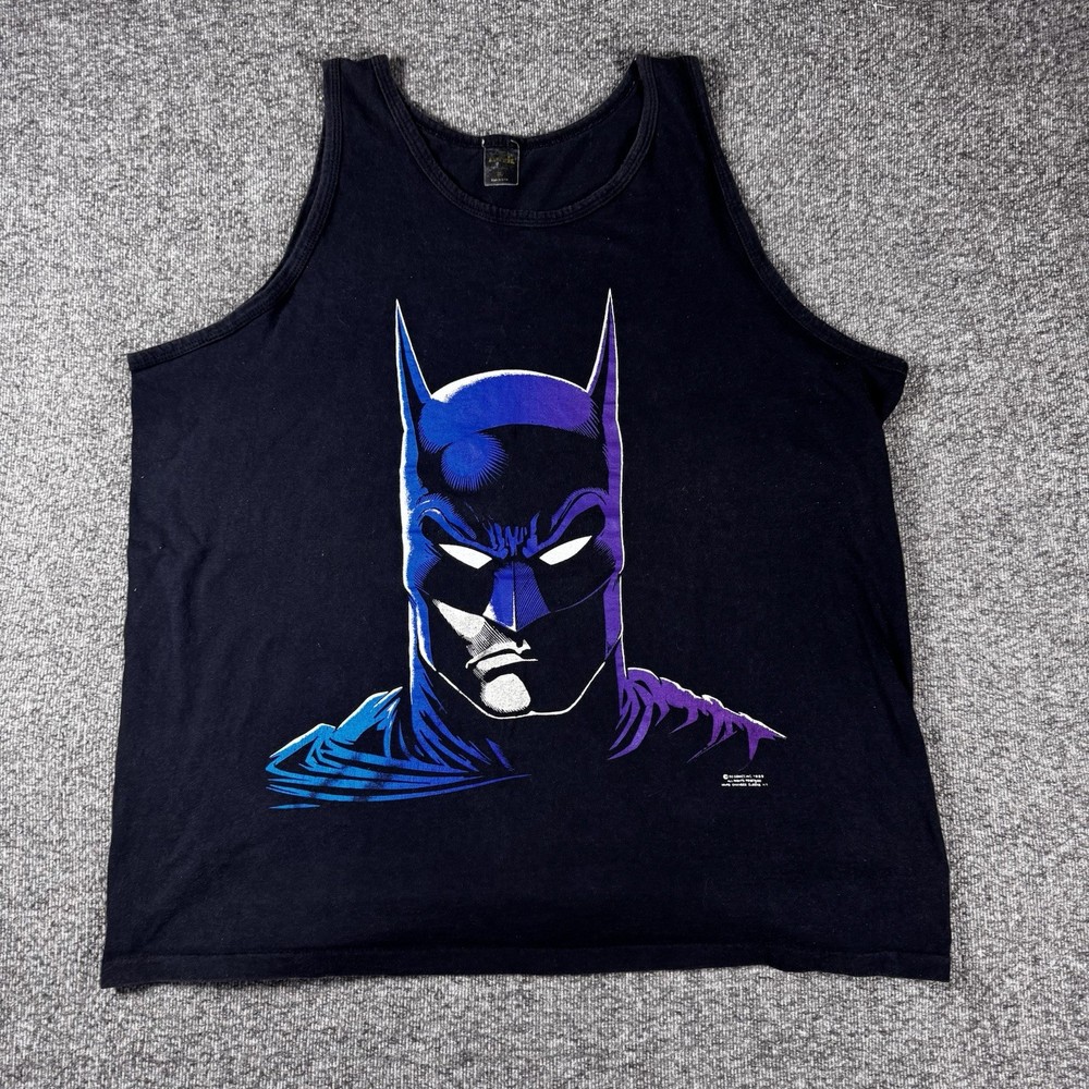 Vintage 80s Batman Tank Top Shirt XL Black DC Comics 1989 Promo Made In USA