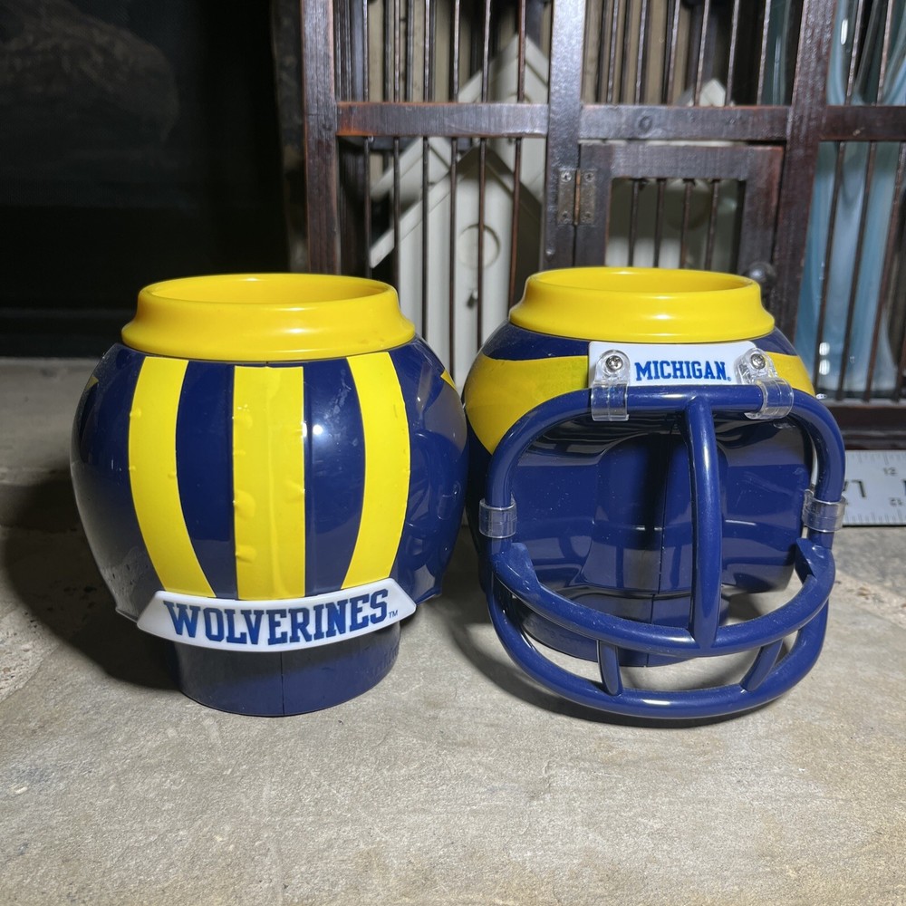 Michigan Wolverines Football Helmet Shaped Plastic Mug with Removable Cup 5 Inch