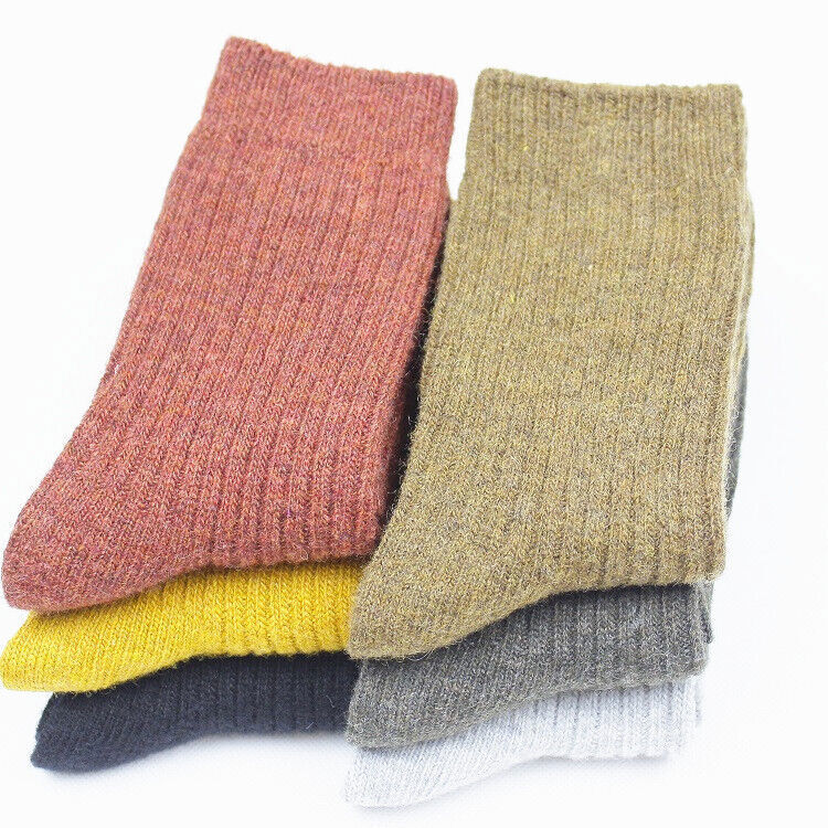 5Pairs 95 %Wool Warm Thicken Dress Heavy Women Crew Thick Warm Color Soft Socks