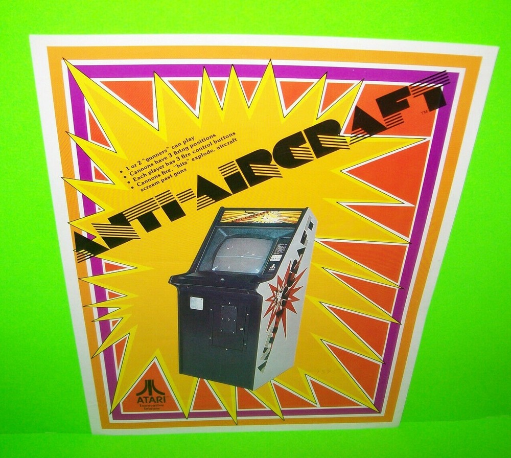 Anti Aircraft Arcade FLYER Original Atari 1975 Video Game Retro Gaming Artwork