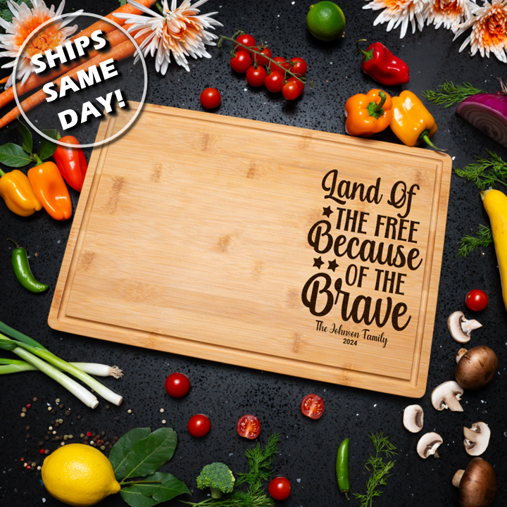 Cute Personalized Engraved Patriotic Cutting Charcuterie Board Housewarming Gift