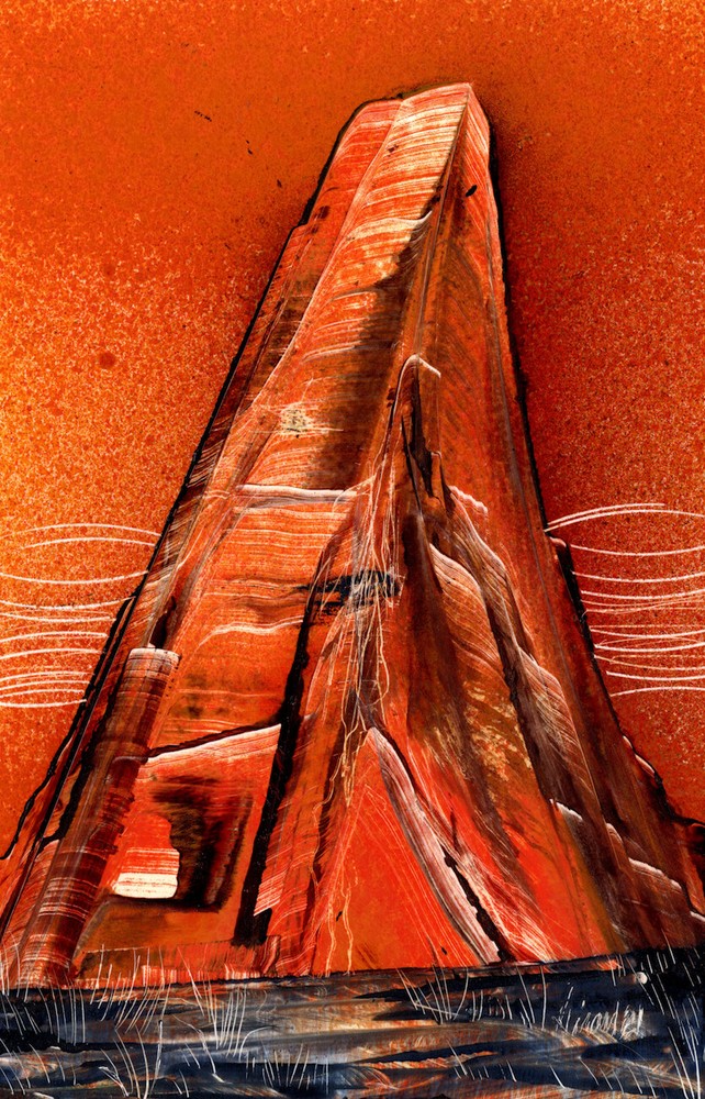 Rocky Terrain Original Art Landscape by artist Jason Girard with matte.