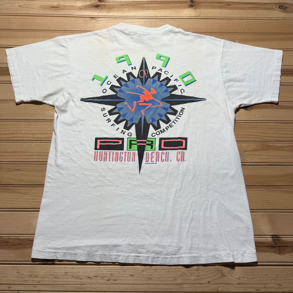 Vintage 1990 OP Pro Surfing Competition Huntington Beach California Shirt Large