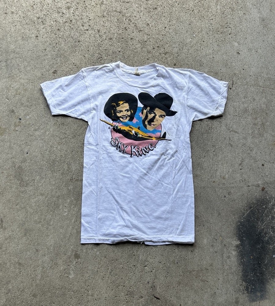 VTG 80s Sky King Movie Promo Tee Shirt Single Stitch Size Medium Fits Small