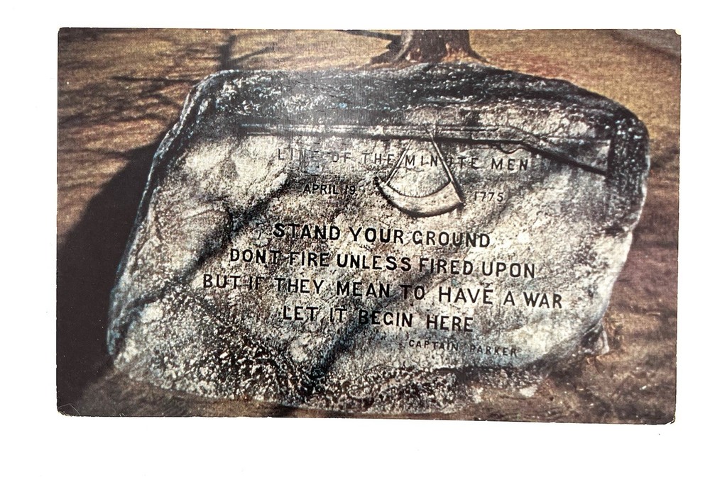 Lexington MA Postcard Line Of The Minute Men Stone Marker Unposted