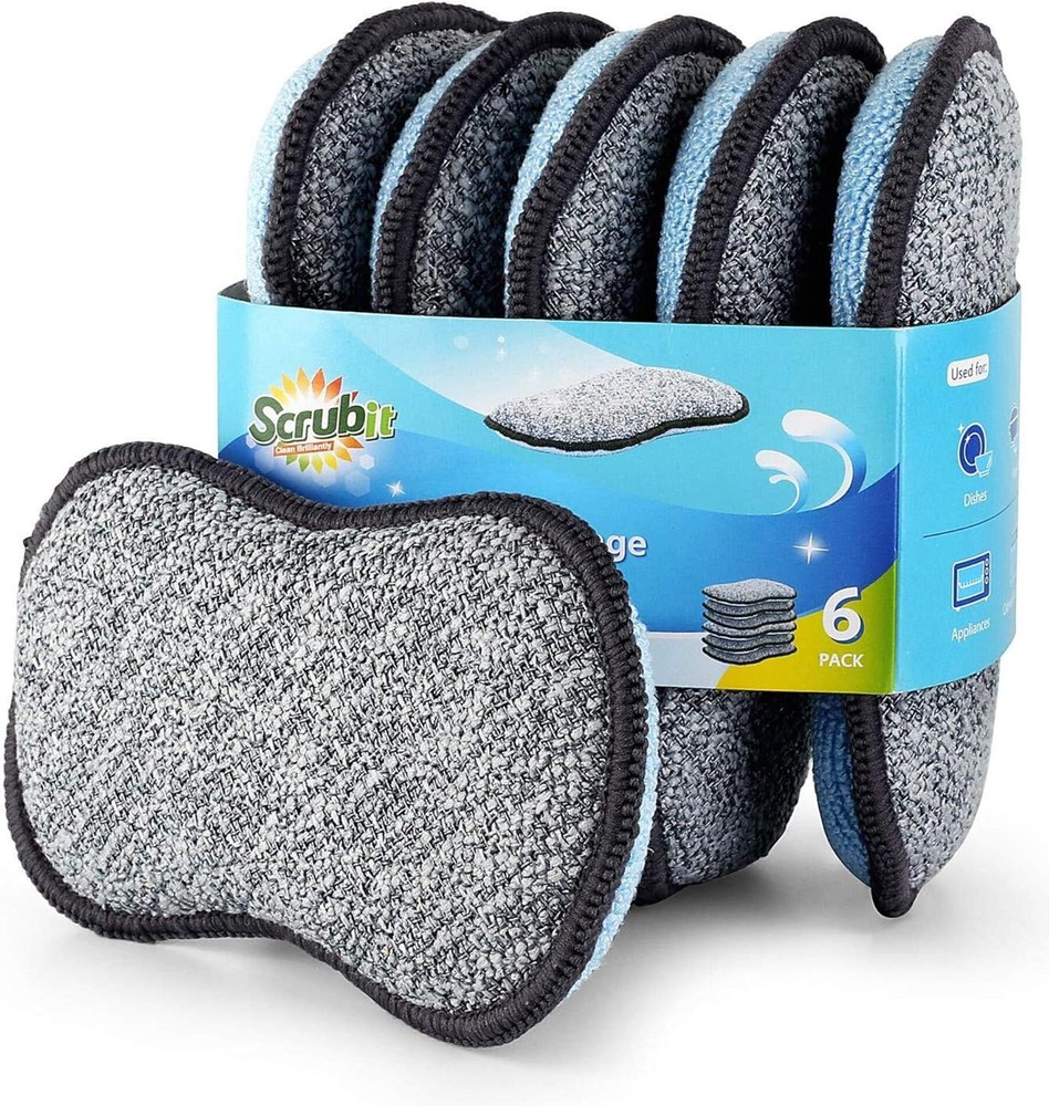 Scrub-it Multi-Purpose Kitchen Sponges Gray & Blue Pack of 6