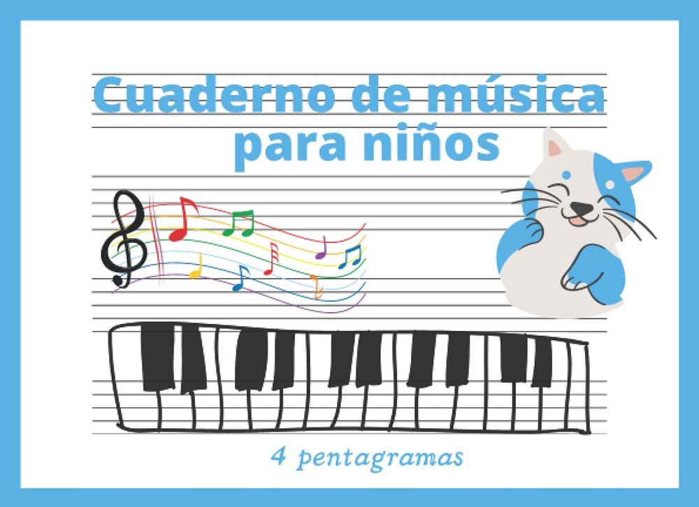 Cuaderno de Música 4 pentagramas: Libreta para notación musical para niños, pape
