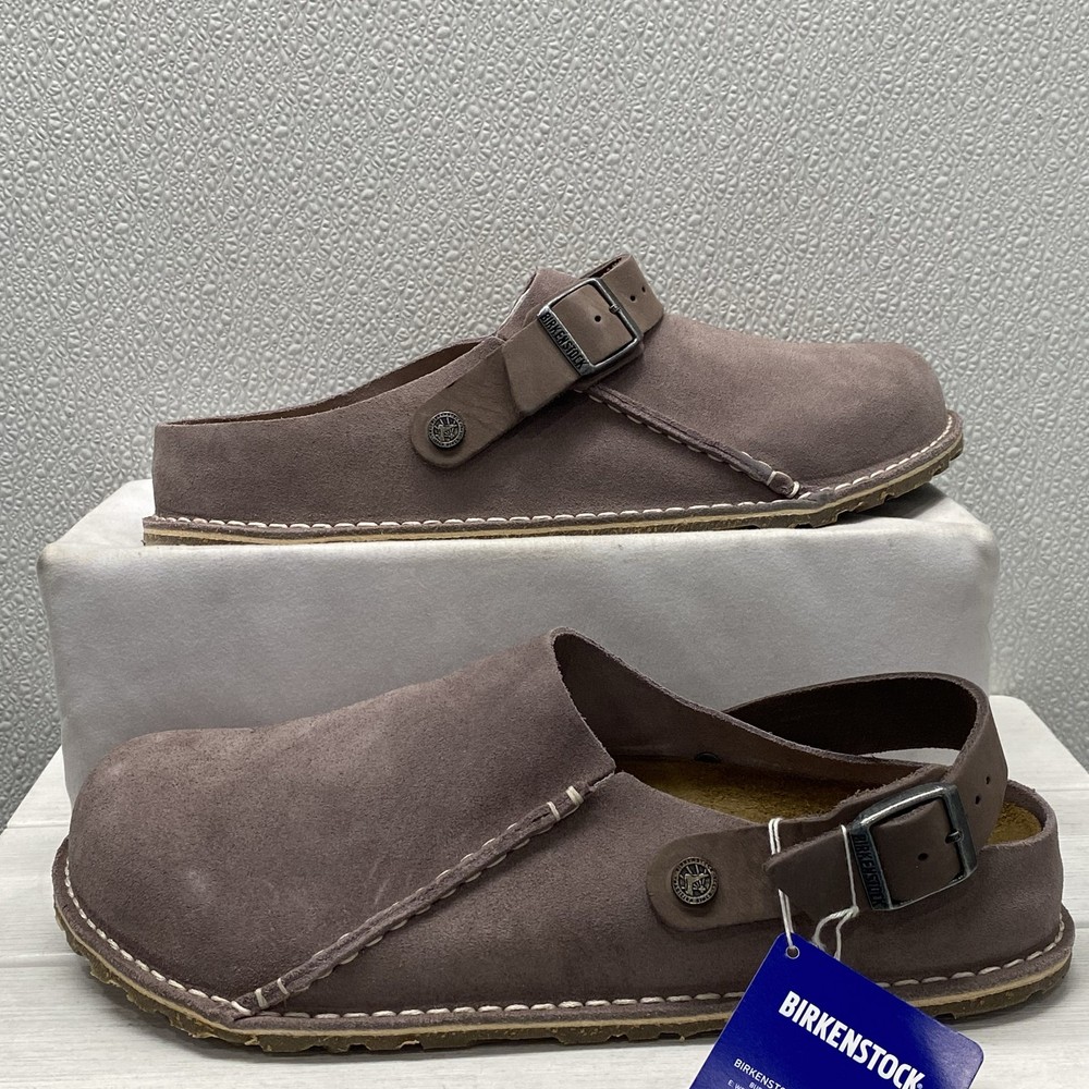 Birkenstock Mens Size 11 Lutry Premium Suede Clogs Faded Purple Adjustable Strap