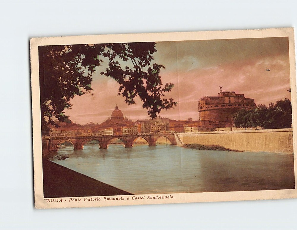 Postcard Ponte Vittorio Emanuele e Castel Sant Angelo Rome Italy