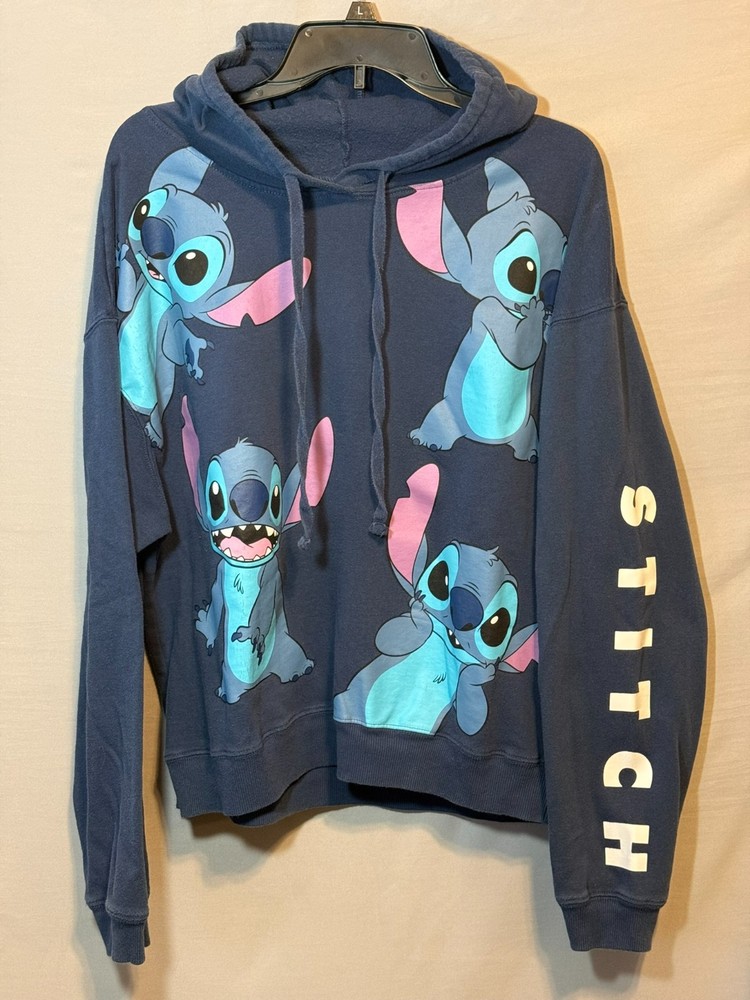 Disney Stitch Womens Size 1X Hooded Hoodie Sweatshirt Pullover Blue
