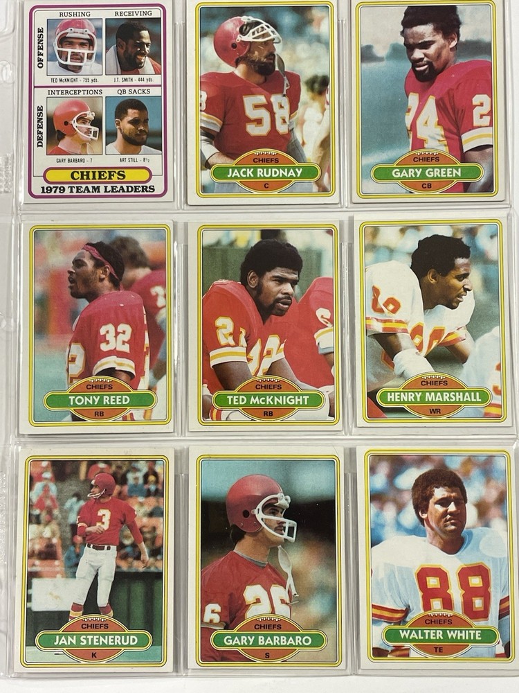 1980 Topps Football Kansas City Chiefs Team Set - Lot Of 11 Team Cards