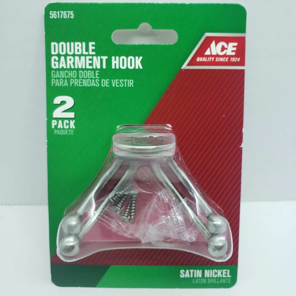 ACE Double Garment Hook 2-Pack in Satin Nickel - Space-Saving Closet Organizer #5617675-image