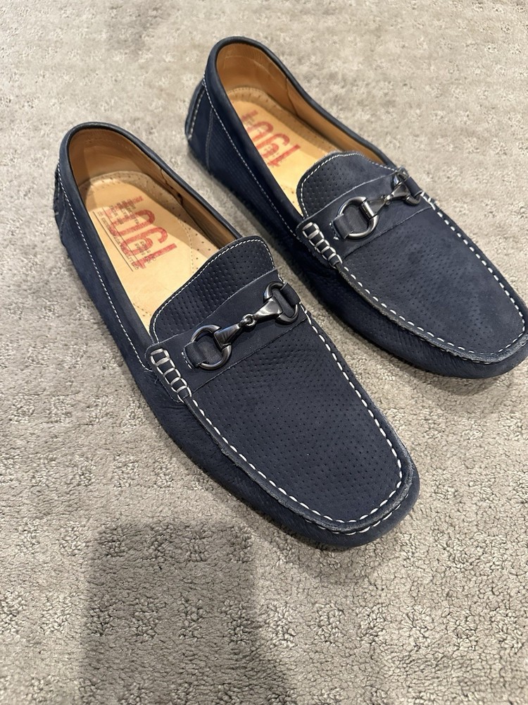 1901 Men's Blue Leather Slip-On Driver 12M Suede