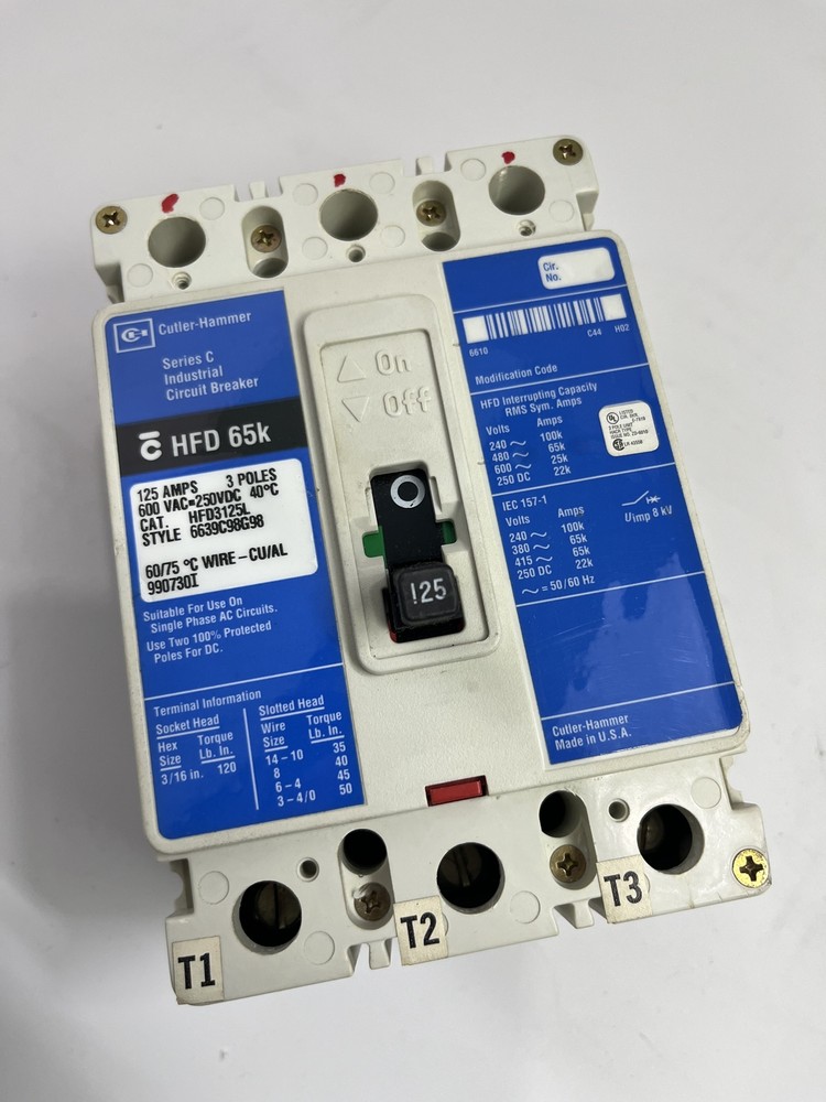 Cutler-Hammer Circuit Breaker HFD3125L