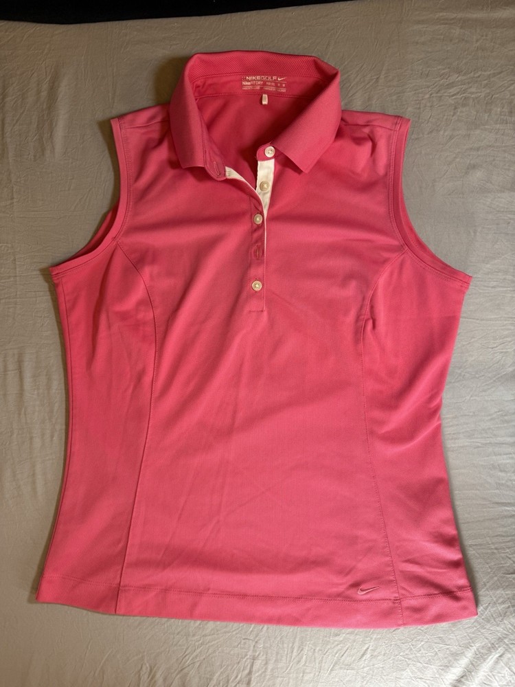 Nike Golf Women's Sleeveless Pink FitDry Collared Shirt