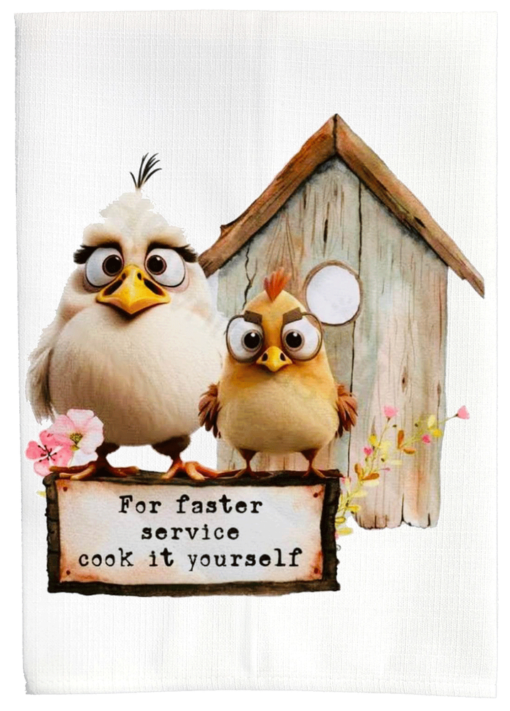 Fast-Drying Farmhouse Kitchen Towel Set in White Linen DZ258L