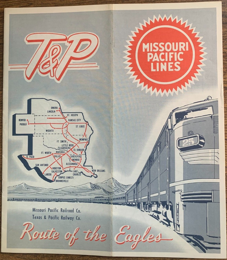 Missouri Pacific LInes T & P Route of The Eagles Train Schedule 1960
