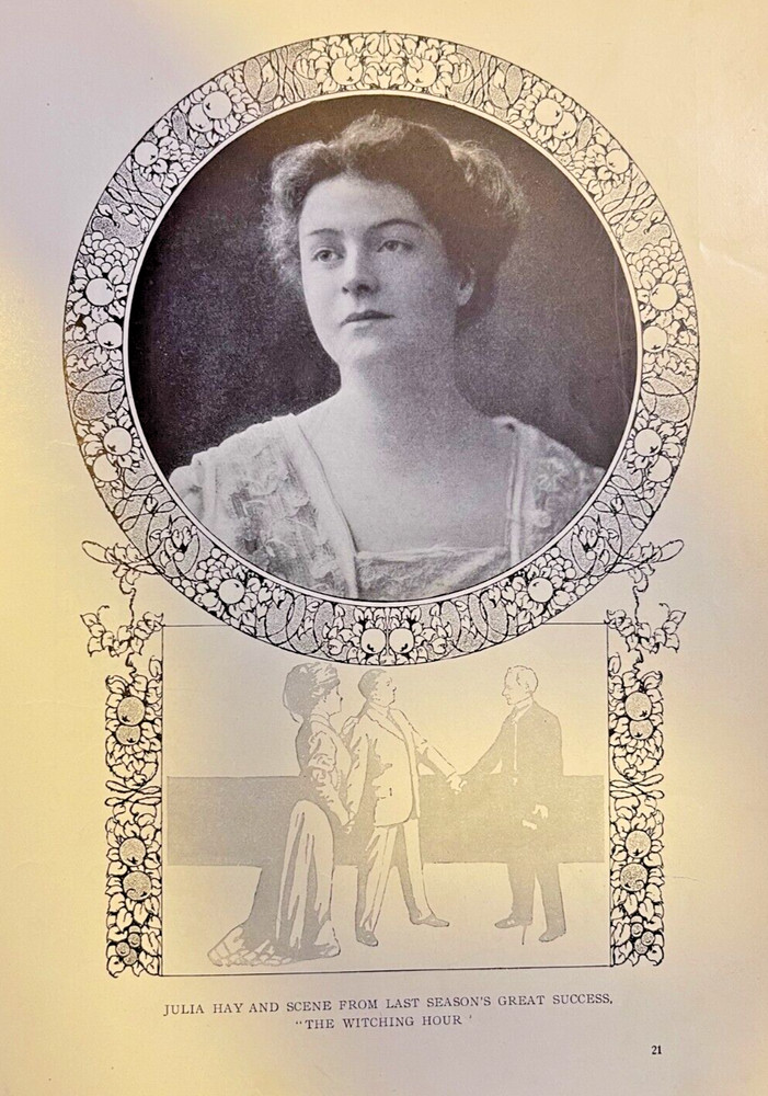 1907 Vintage Magazine Illustration Actress Julia Hay