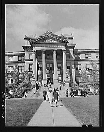 Photo:Ames Iowa Iowa State College Campus 1930s Building Students