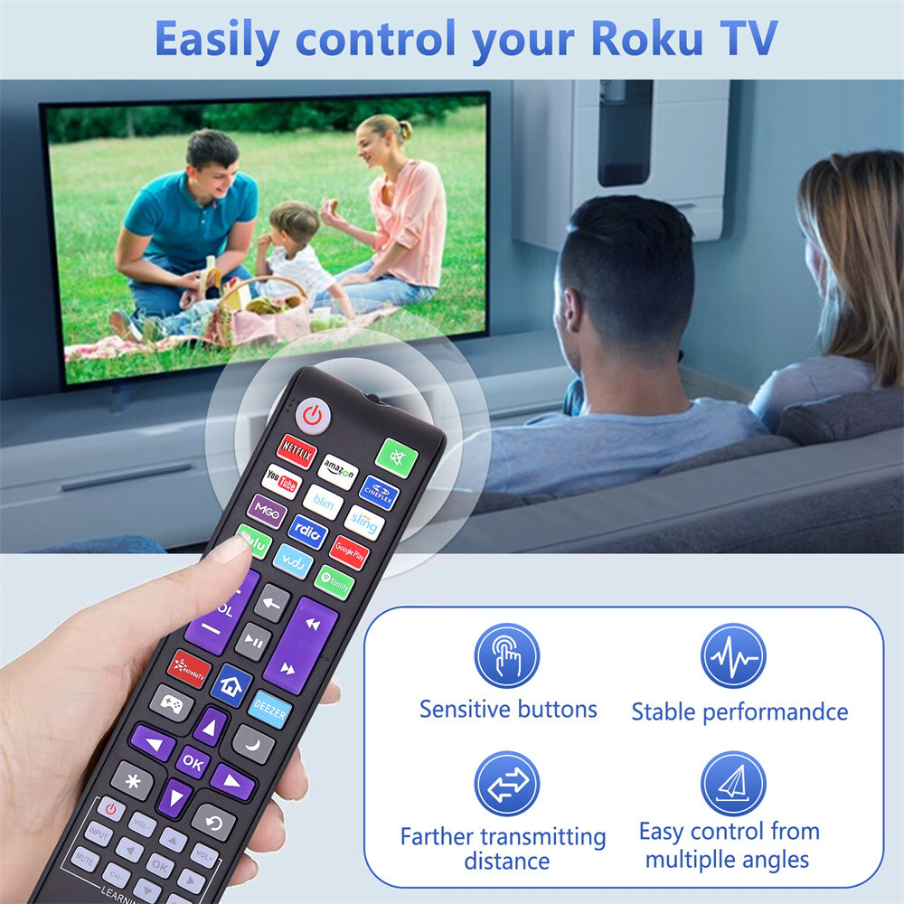 G12 Remote Control For All Built-in Roku TV (JVC/RCA/LG/TCL) Universal Remote