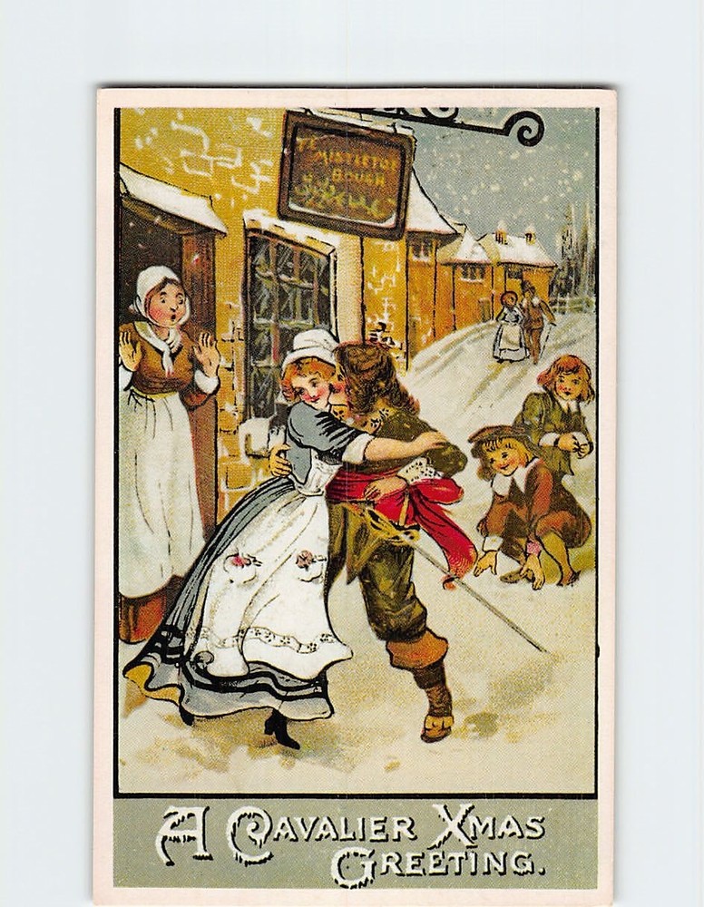 Postcard Winter Scene Art Print A Cavalier Christmas Greeting Card