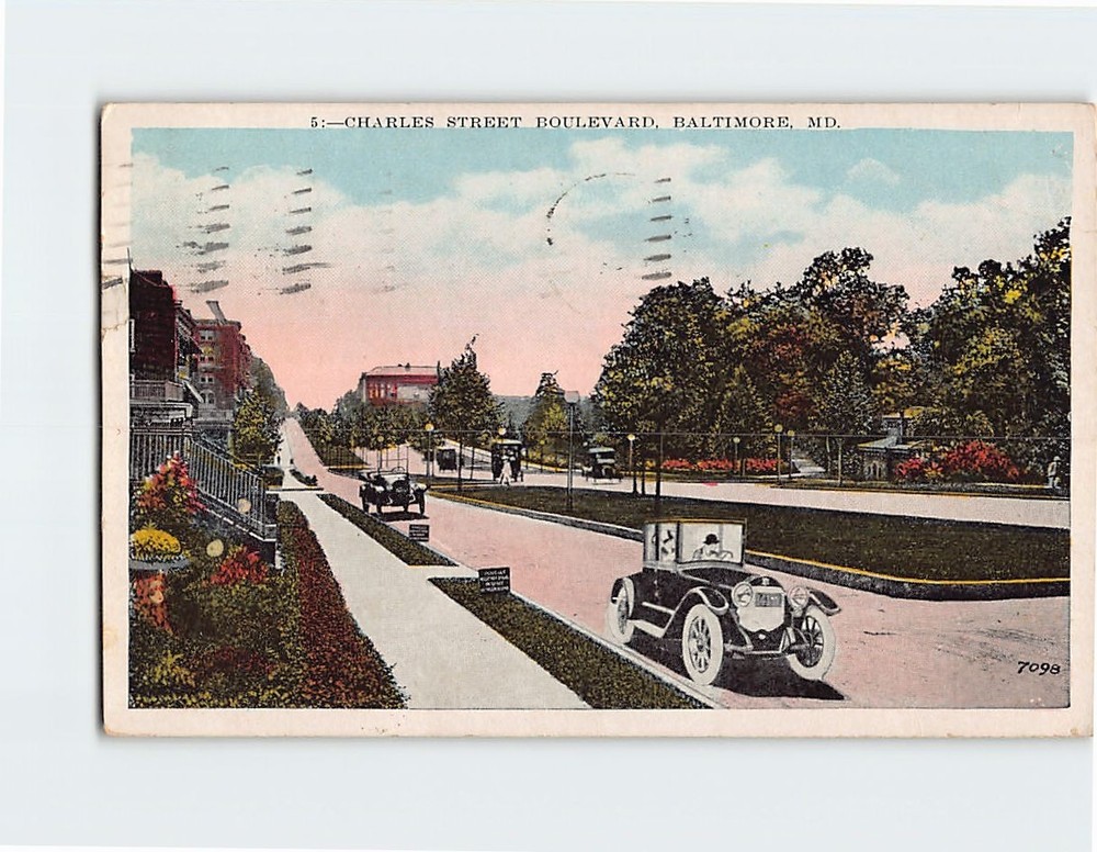 Postcard Charles Street Boulevard Baltimore Maryland USA