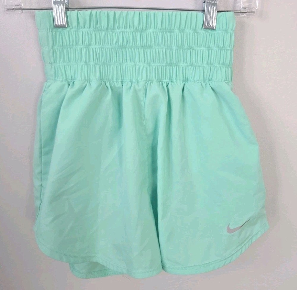 Nike Dri-FIT Womens XS Mint Green Running Athletic Shorts Smocked Waist...