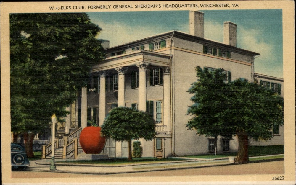 Winchester VA Gen Sheridan's Hdqtrs Civil War now Elks Club 1942 linen postcard