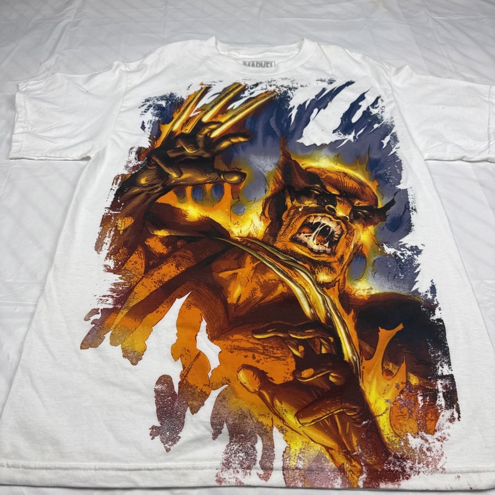 Marvel Mad Engine Wolverine Shirt Size M X-Men Logan Y2K Big Graphic Print