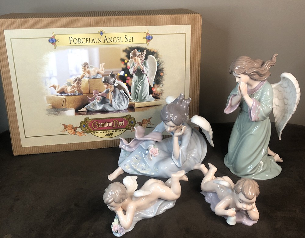 GRANDEUR NOEL Collector's Edition 2003 PORCELAIN ANGEL SET Christmas Decor NEW