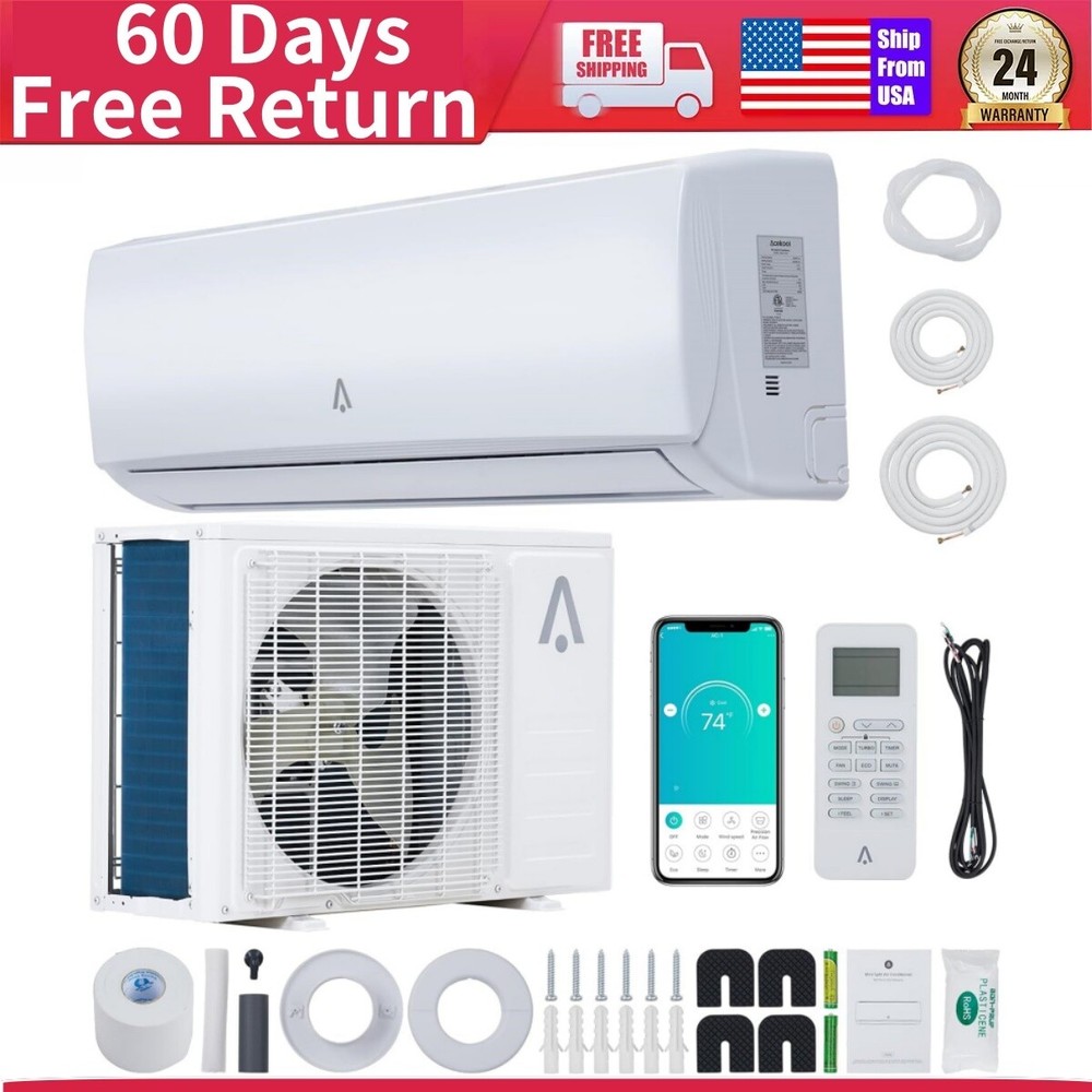 ✳️12000BTU Mini Split Air Conditioner Heat Pump SEER2 19 1 Ton Wall Mount Ductle