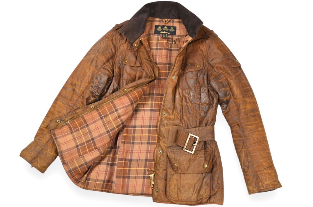 Women's Barbour Flyweight Quilted Wax Jacket with Belt - Size 10 - Made in England