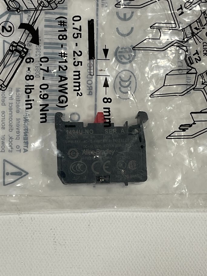 New! Allen Bradley 1494U-NO Auxiliary Contact NO, 10A Free Shipping! 1494U-N0