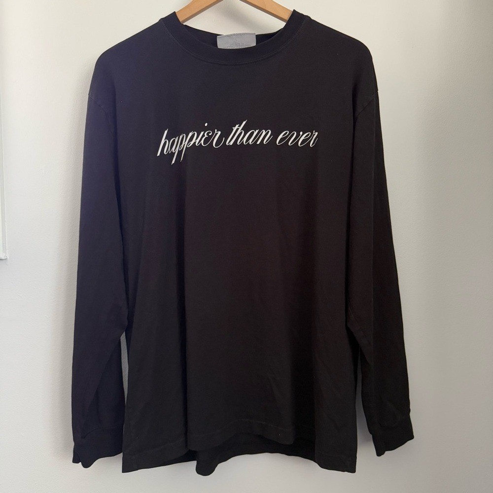 Billie Eilish Large Happier Than Ever Crew Long Sleeve T-Shirt Black