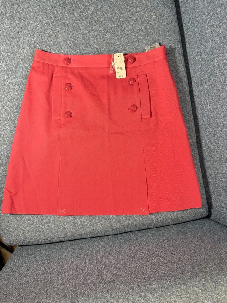 Brooks Brothers Women’s Coral Red/Fuchsia Sailor Button A-Line Skirt Size 14 NWT