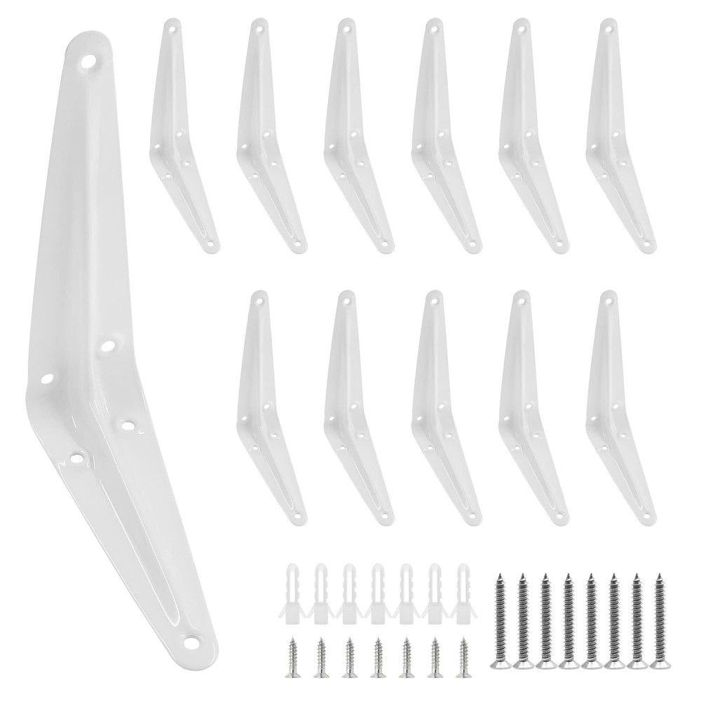 Kemcatui 12Pcs White Shelf Brackets 4 x 3 Inch, Floating Shelf Bracket, Heavy...