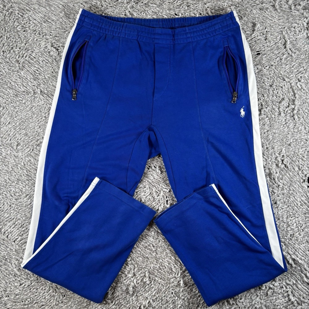 Polo Ralph Lauren Performance Joggers Mens Large Blue Zip Pockets Activewear Gym