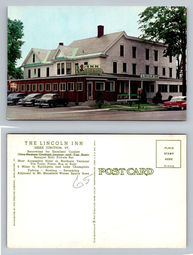 Essex Junction, VT-Vermont, Lincoln Inn Restaurant Tap Room Vintage Postcard