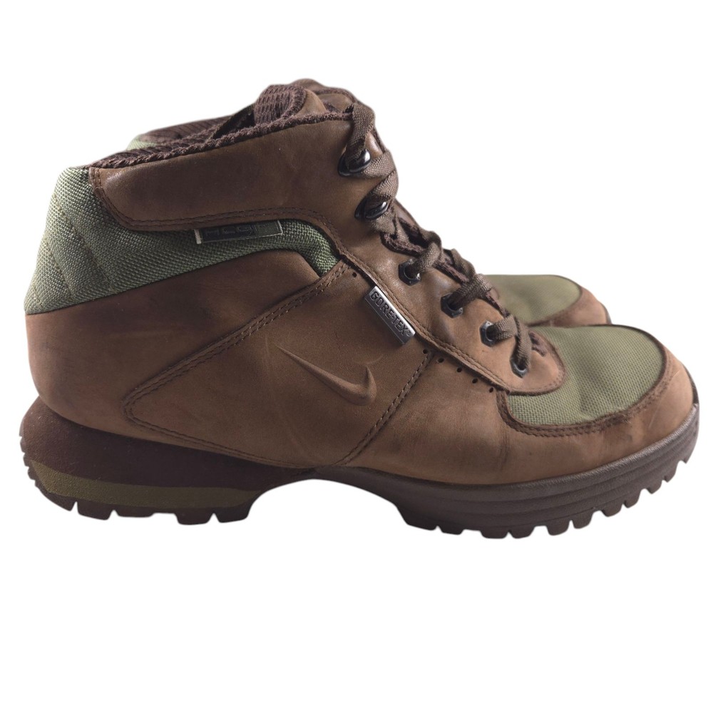 Vintage 2007 Nike ACG Gore-Tex Brown Green Hiking Boots Men's Size 10.5 Y2K Rare