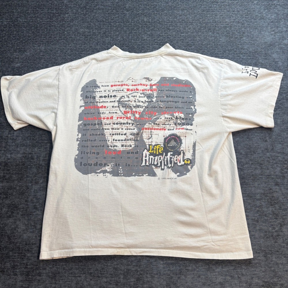 Vintage 1995 Rock and Roll Hall of Fame Life Amplified T-Shirt XL White 90s Band