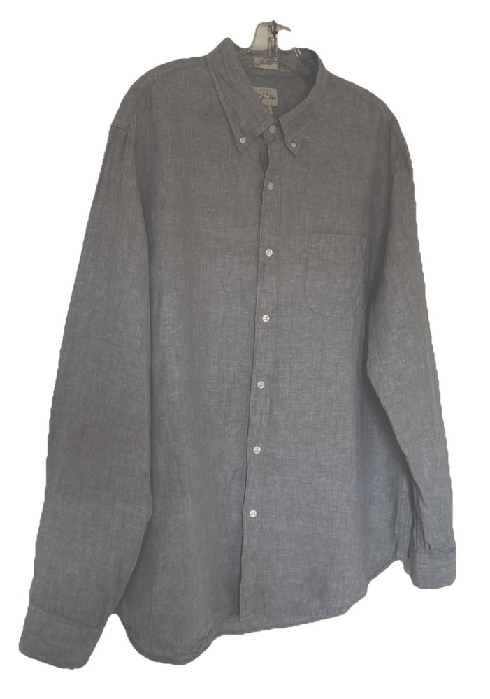 J. Crew Baird McNutt Irish Linen Shirt Mens XL Classic Fit Black LS Button Front