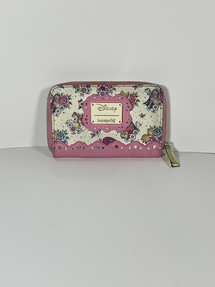 Loungefly Disney Princess Tattoo AOP Zip Around Wallet Jasmine Mulan Cinderella