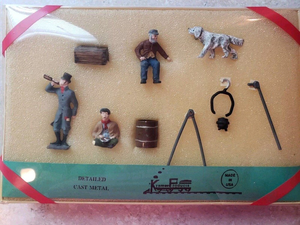 Kramer Products Cast Metal Figures Miniatures for Model Trains Hobos Dog Camp