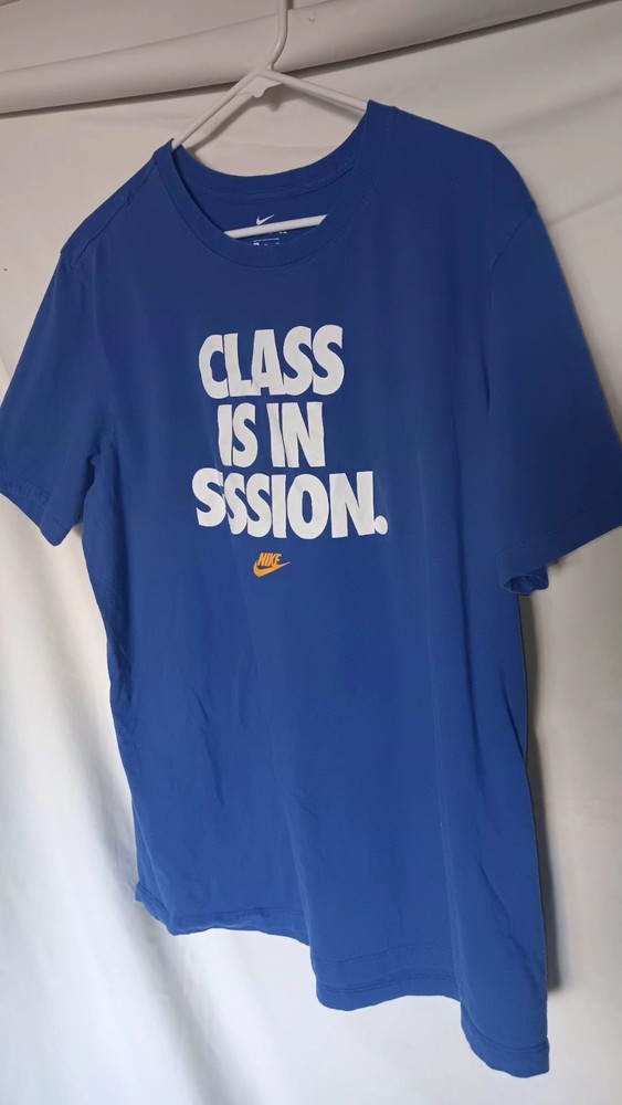 Nike T-shirt Men's Xlarge Blue White Adult Class Is In Session Casual Athletic