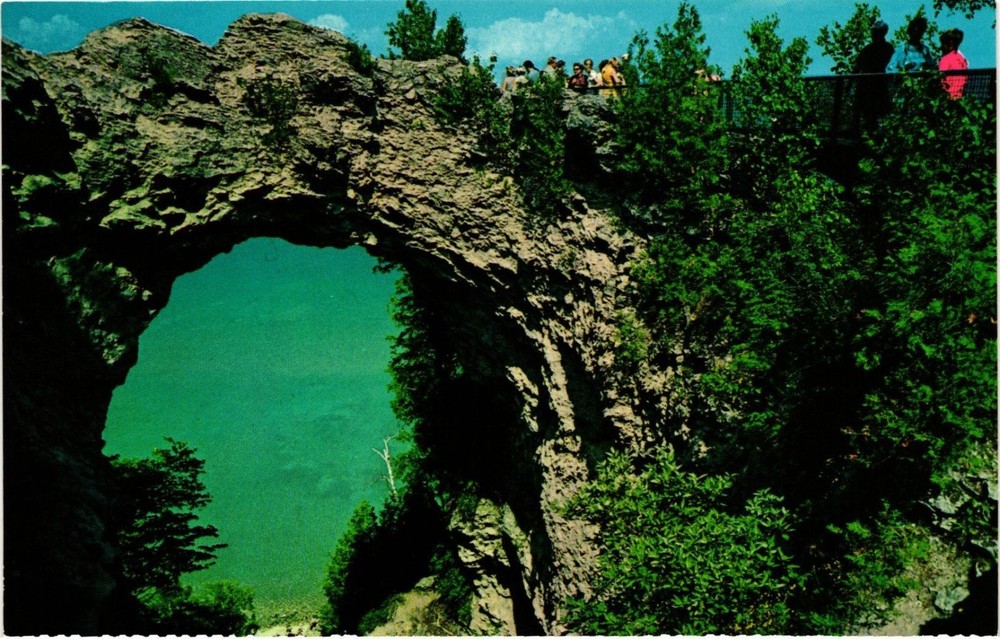 Arch Rock Mackinac Island Michigan Vintage Chrome Postcard Penrod Hiawatha