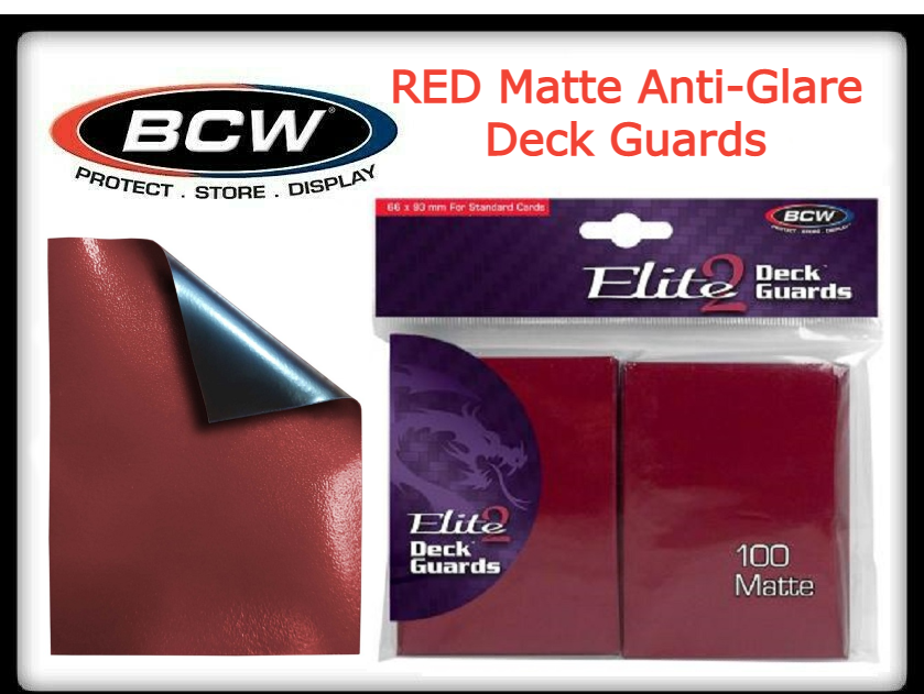100 BCW Matte Deck Guards RED Sleeves For Standard Cards Protector Anti-Glare