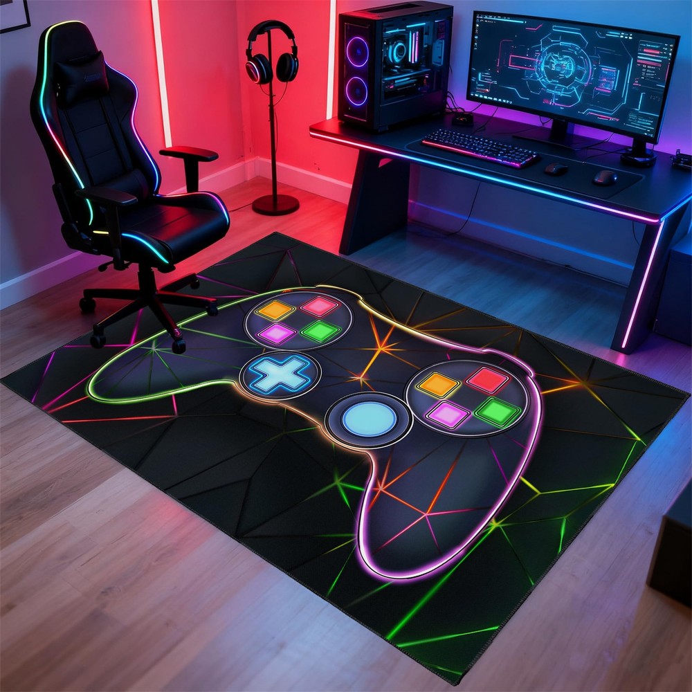 Gamer Rug for Room,3'x5' Non-Slip Gaming Rugs for Bedroom Livingroom Game Roo...