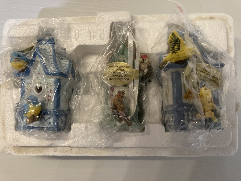 Bradford “Home Is Where The Heart Is” Porcelain Birdhouse Ornaments 3” Tall
