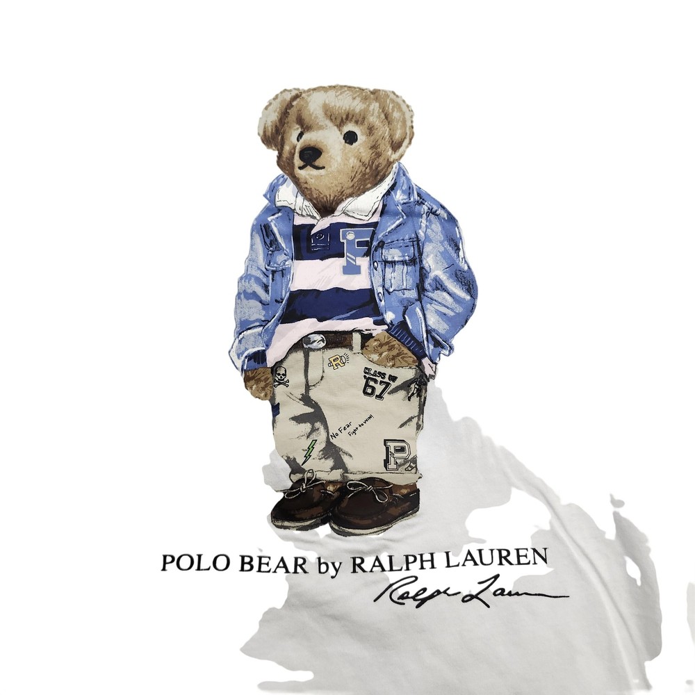 Ralph Lauren Polo Bear Shirt Mens Large White Graphic Tee Crewneck Preppy